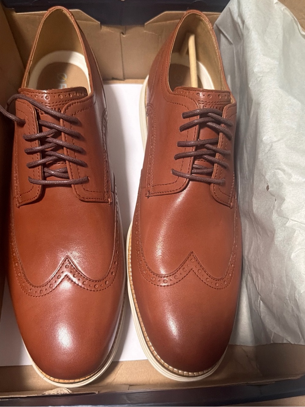 Cole Haan Original Grand Shortwing Oxford Woodbury/Ivory Men's 16 M Leather